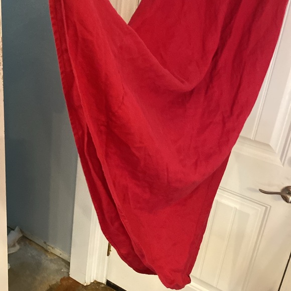 Spiegel 100% Linen (Flax) Cranberry Red long zippered tailored dress flaws pic 3 - Picture 8 of 15